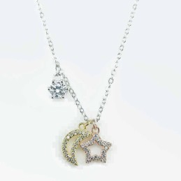 Necklace Star+moon 6x11mm. Circonia Silver 3,Color