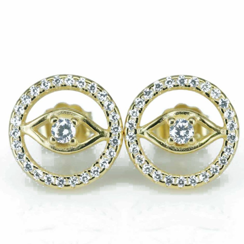 Earring  Eye 11mm. Circonia Gold