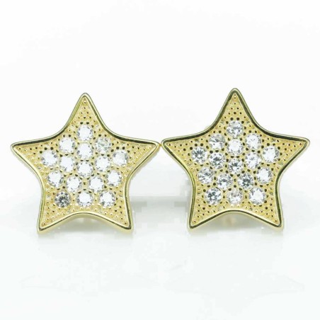 Earring Star 12mm. Circonia Gold