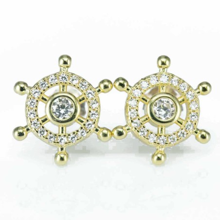 Earring Wheel 13mm. Circonia Gold