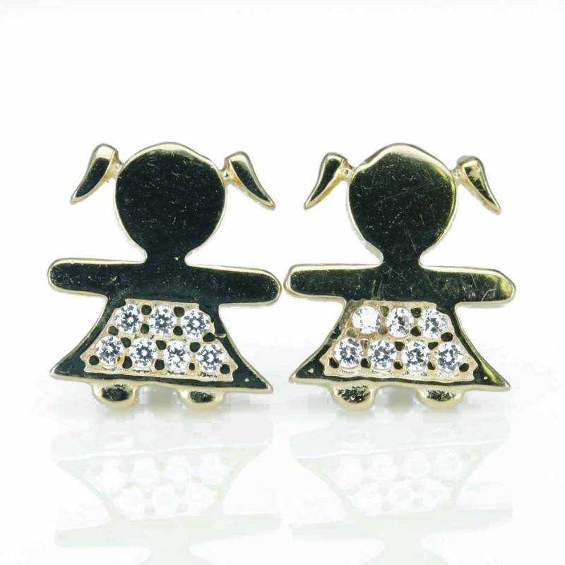Earring Girl 9mm. Circonia Gold Earring Girl 9mm. Circonia Gold