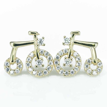 Earring Wheel 13mm. Circonia Gold