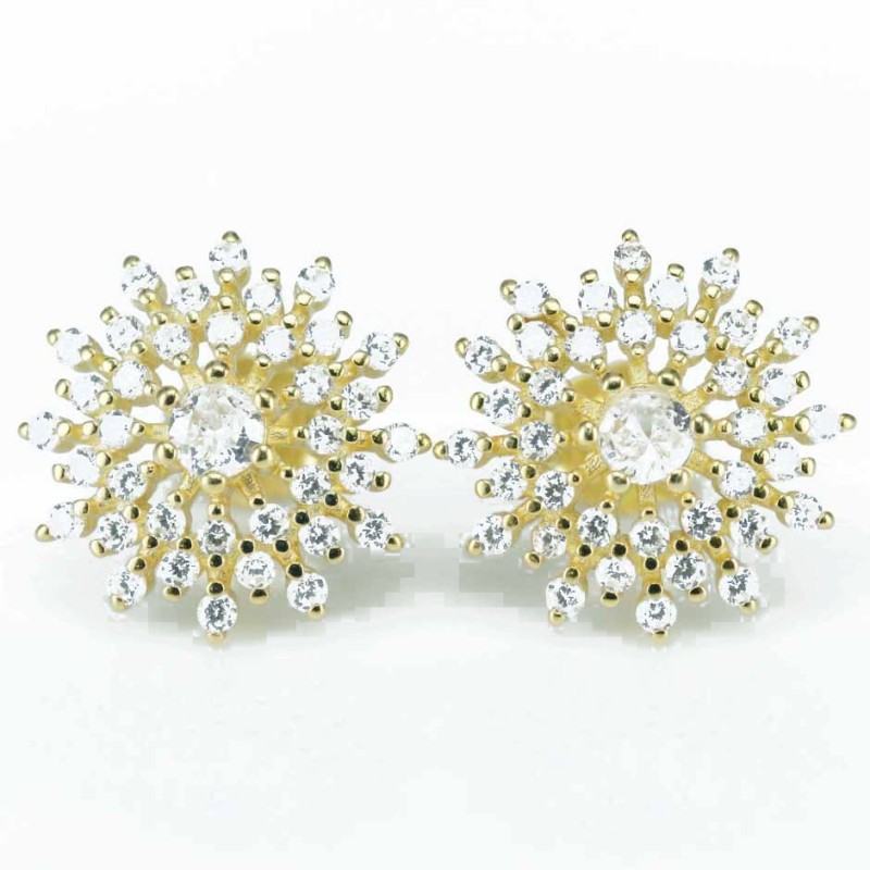 Earring Star 13mm. Circonia Gold