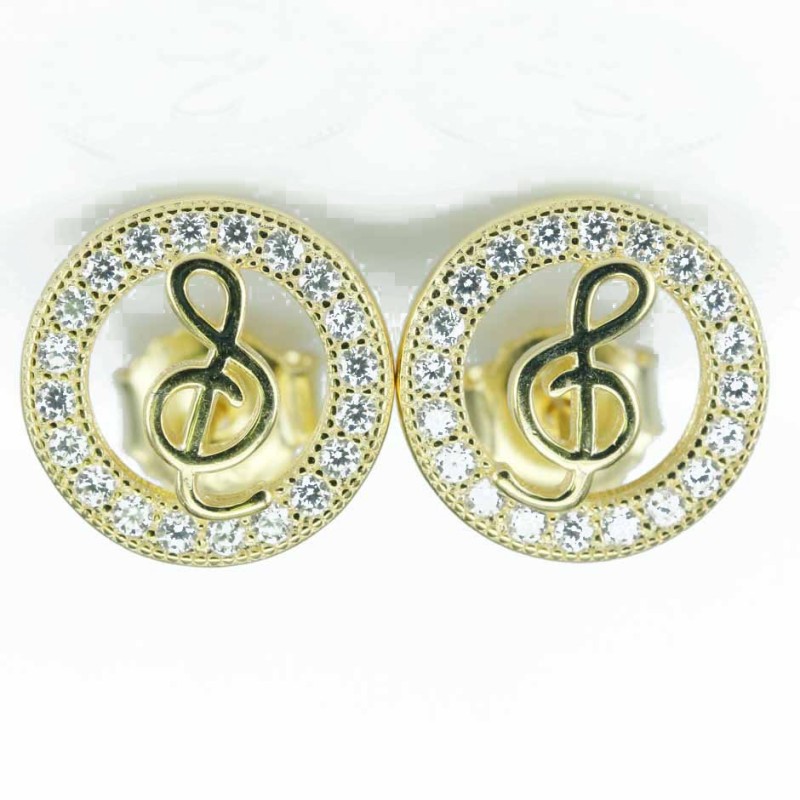 Earring Music 12mm. Circonia Gold