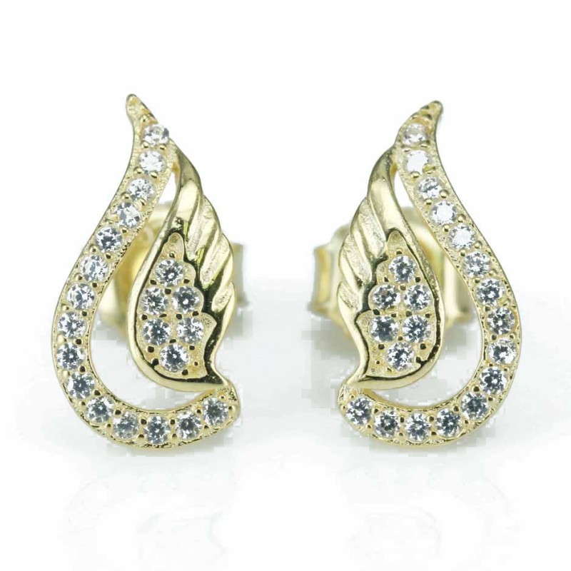 Earring Wings 7x14mm. Circonia Gold Earring Wings 7x14mm. Circonia Gold