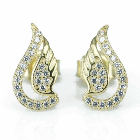 Earring Wings 7x14mm.  Circonia Gold