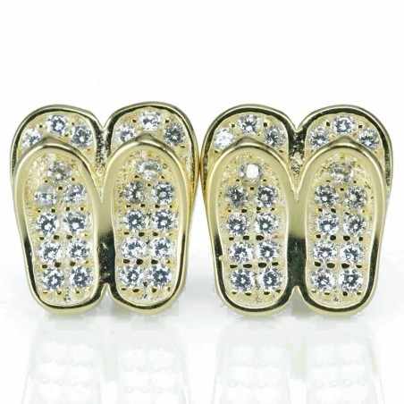 Earring Feet Flow 9mm. Circonia Gold