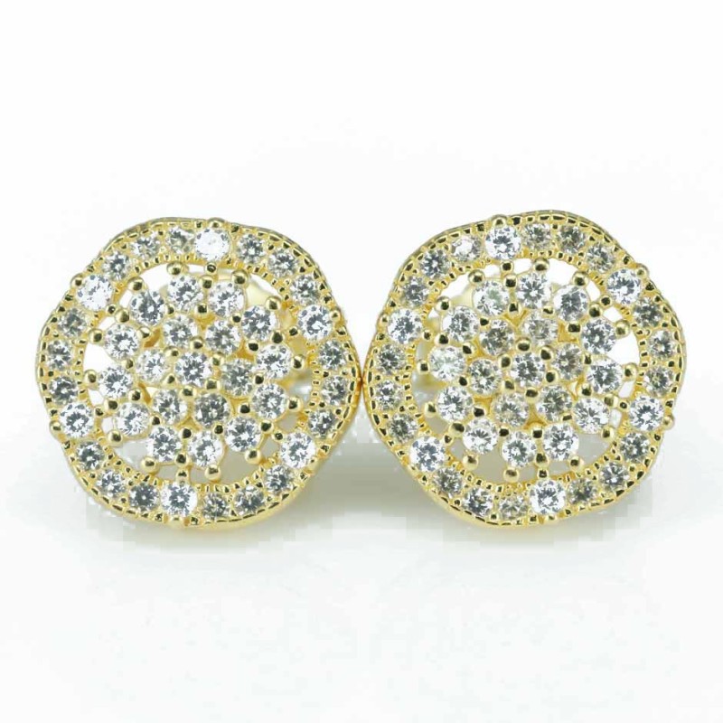 Earring Round 10mm. Circonia Gold