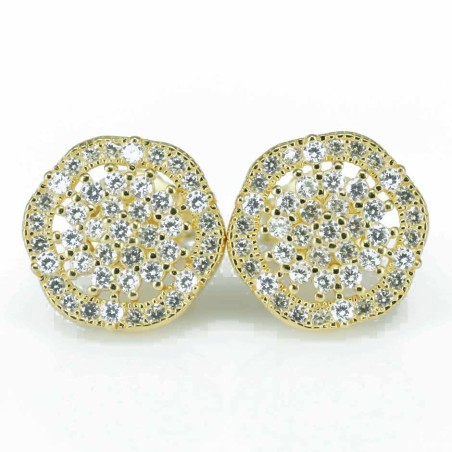 Earring Round 10mm. Circonia Gold