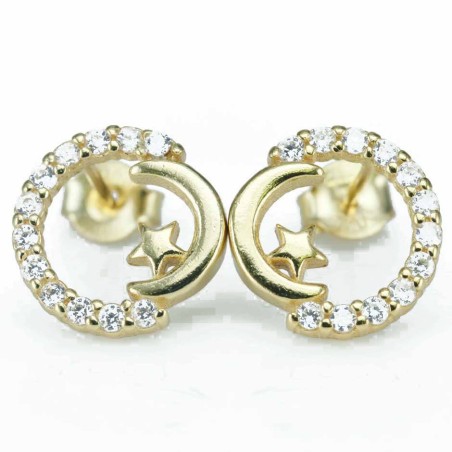 Earring Mon Star 12mm. Circonia Gold