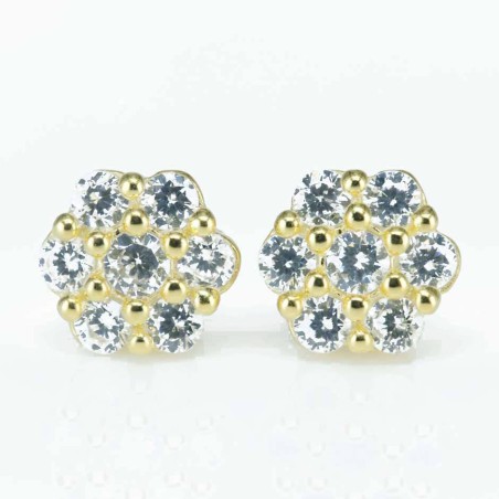 Earring Flower 7mm.  Circonia Gold