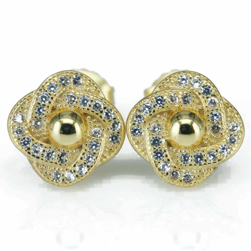 Earring Flower 9mm. Circonia Gold