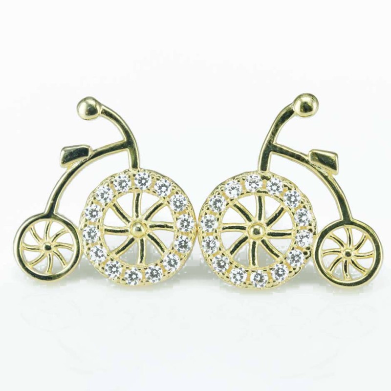 Earring Wheel 14x15mm. Circonia Gold