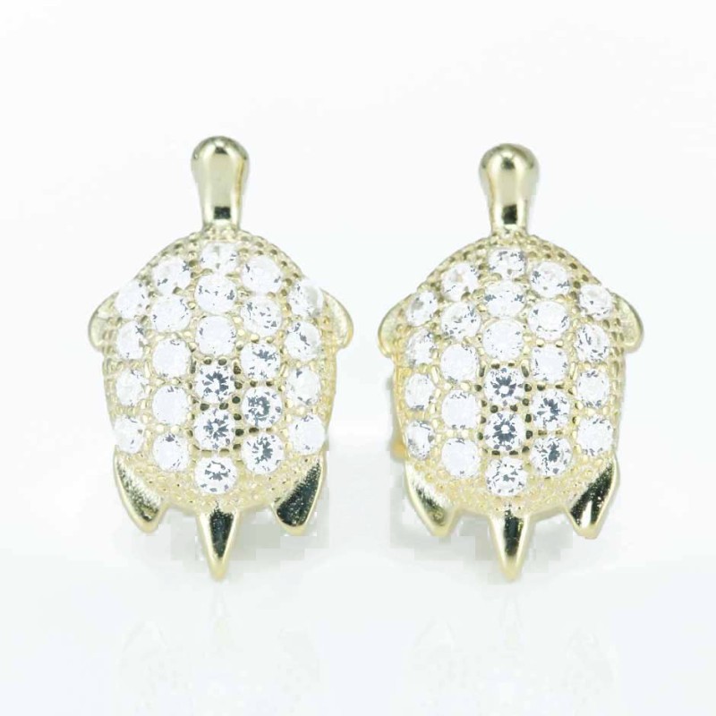 Earring Turtle 8x13mm. Circonia Gold Earring Turtle 8x13mm. Circonia Gold
