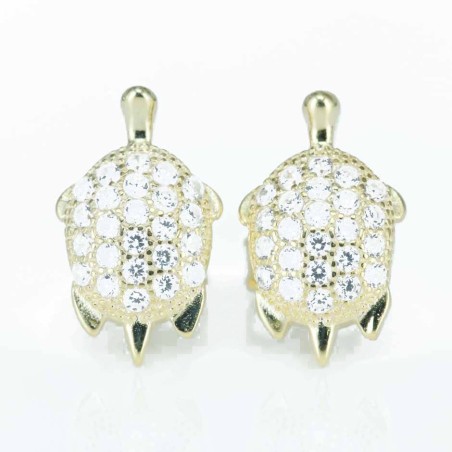 Earring Turtle  8x13mm. Circonia Gold