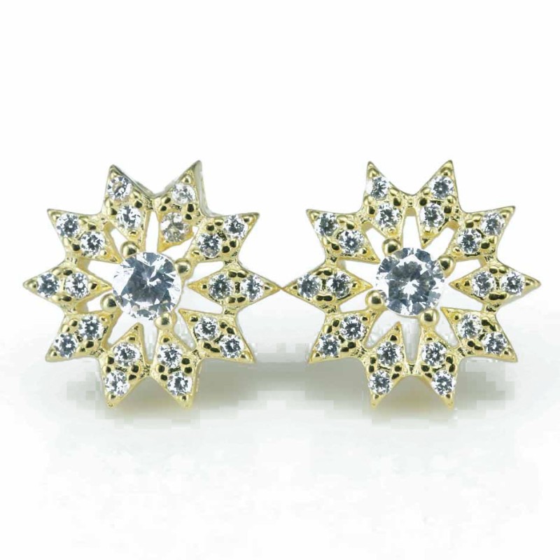 Earring Flower 11mm. Circonia Gold Earring Flower 11mm. Circonia Gold