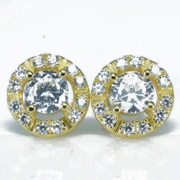 Earring Round  8mm.  Circonia  Gold