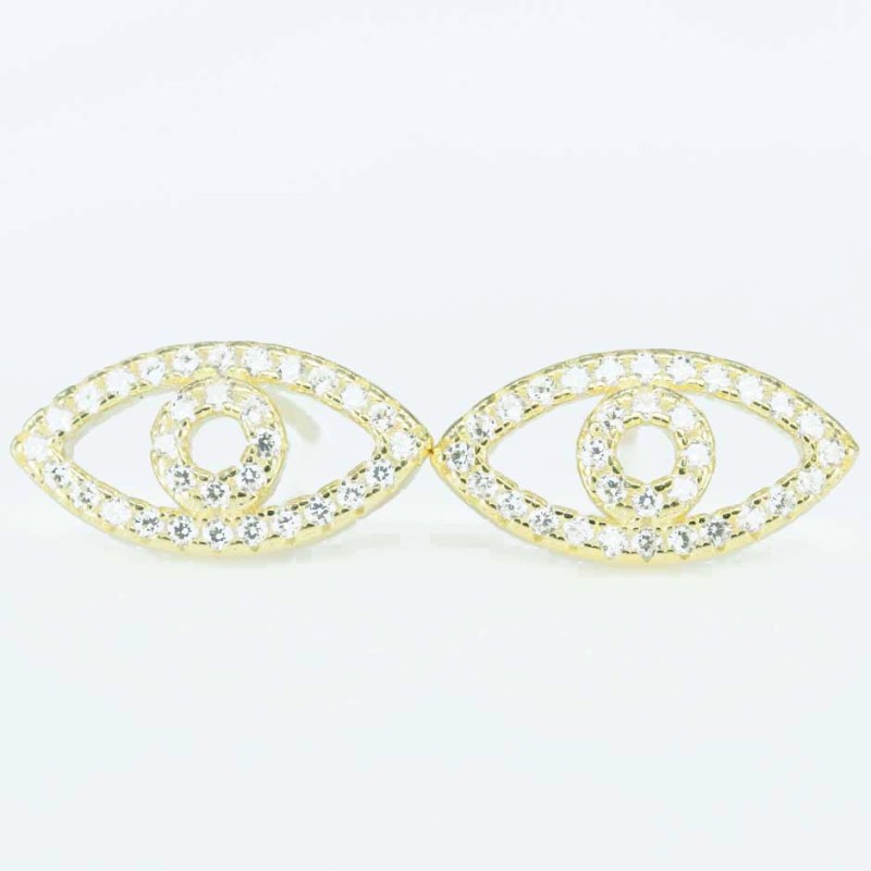 Earring Eye 7x14mm. Circonia  Gold