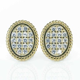 Earring Oval 8x10mm. Circonia  Gold