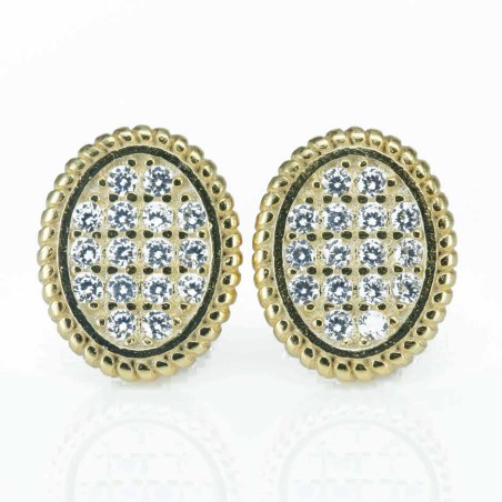 Earring Oval 8x10mm. Circonia  Gold