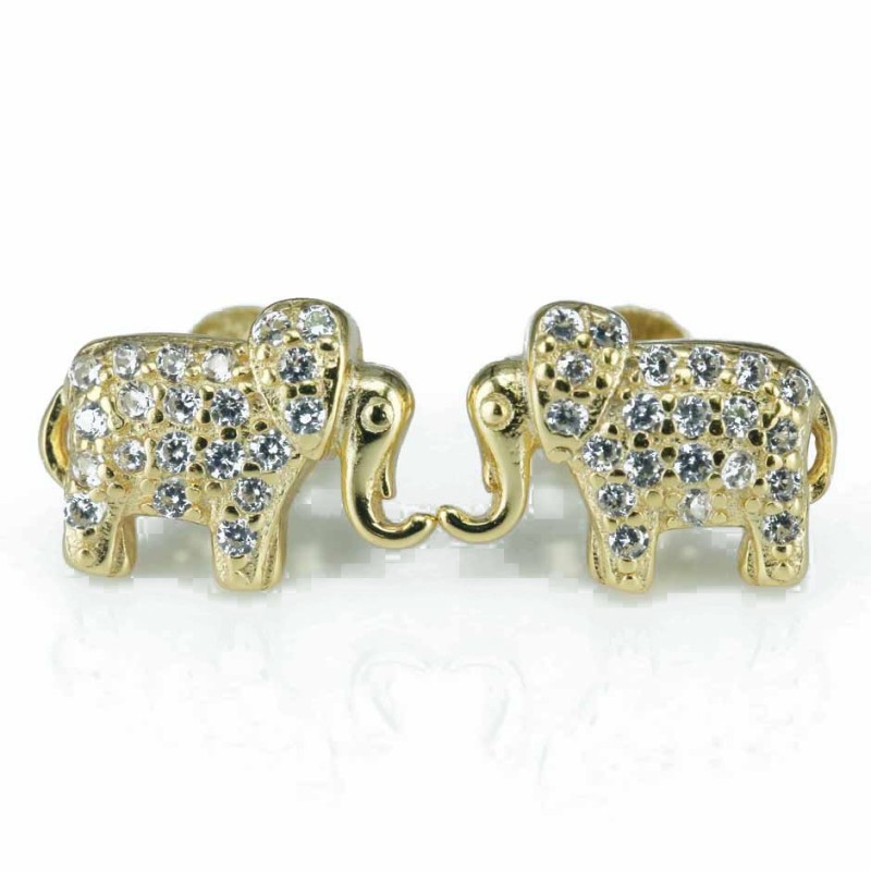 Earring Elephant 8x11mm. Circonia Gold Earring Elephant 8x11mm. Circonia Gold