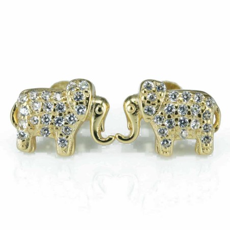 Earring Elephant 8x11mm. Circonia  Gold