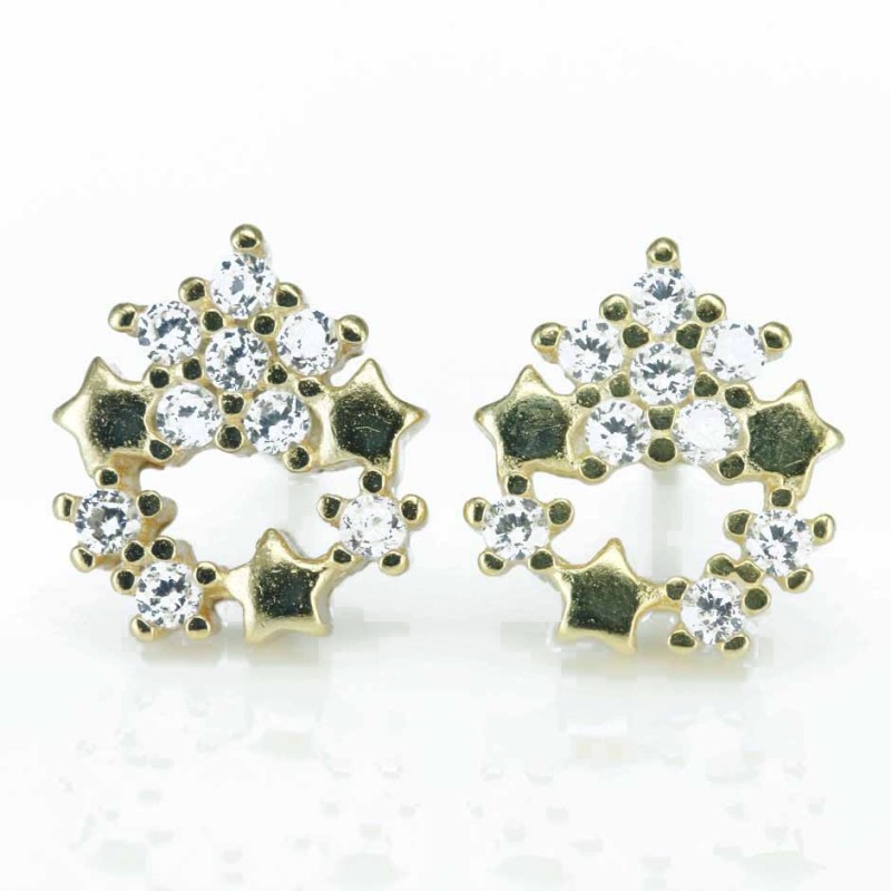 Earring  Star  9mm.  Circonia  Gold