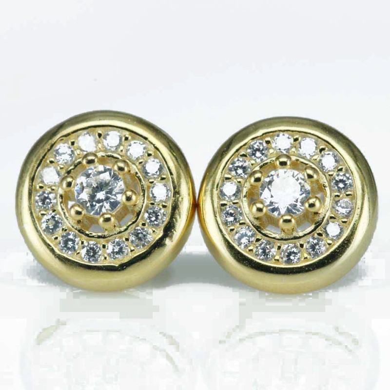 Earring Round 9mm. Circonia  Gold