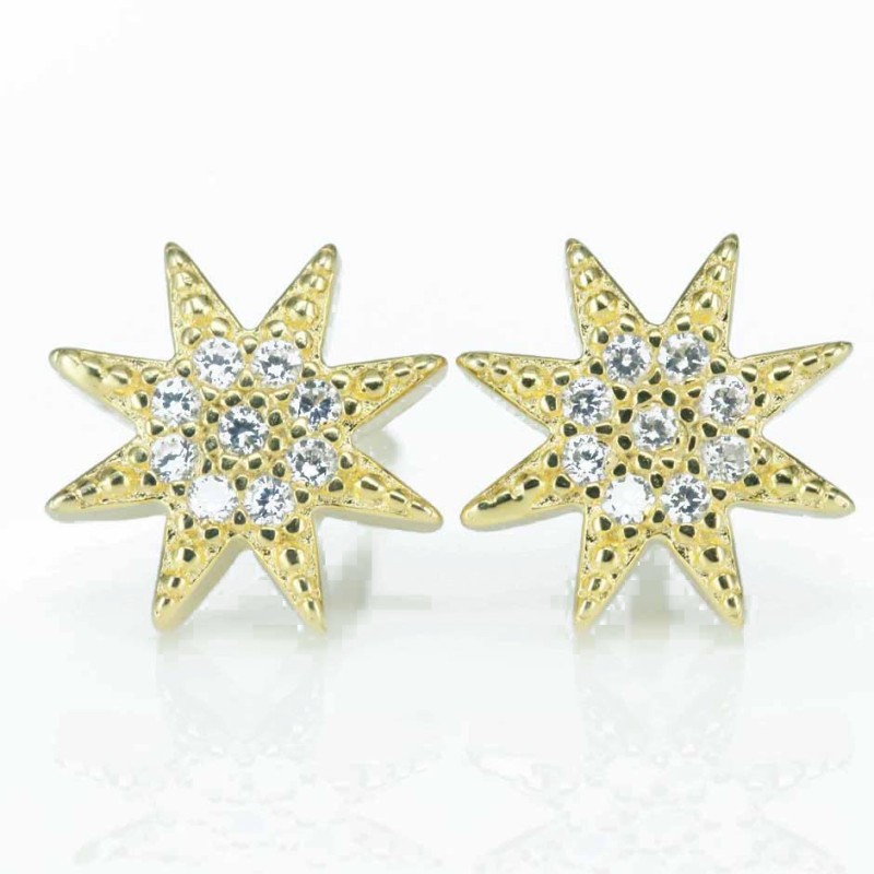 Earring Star 9mm. Circonia Gold Earring Star 9mm. Circonia Gold