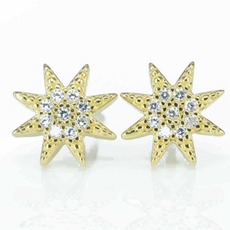 Earring Star 9mm. Circonia  Gold