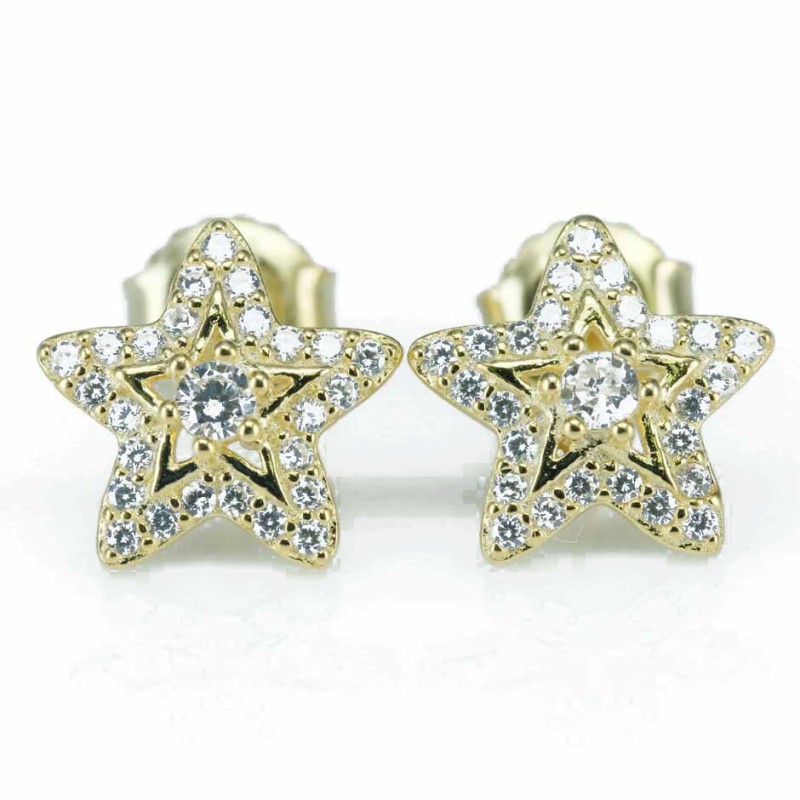 Earring Star 11mm. Circonia Gold Earring Star 11mm. Circonia Gold