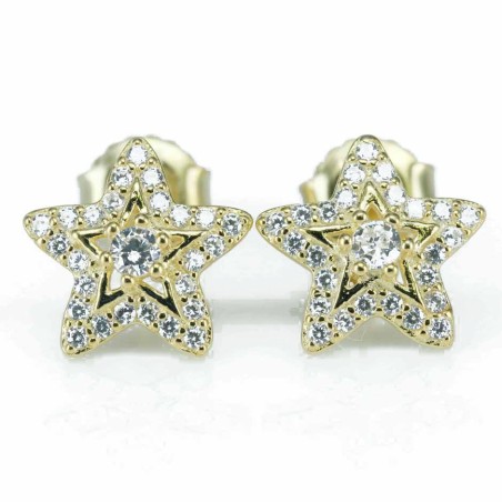 Earring Star 11mm. Circonia  Gold
