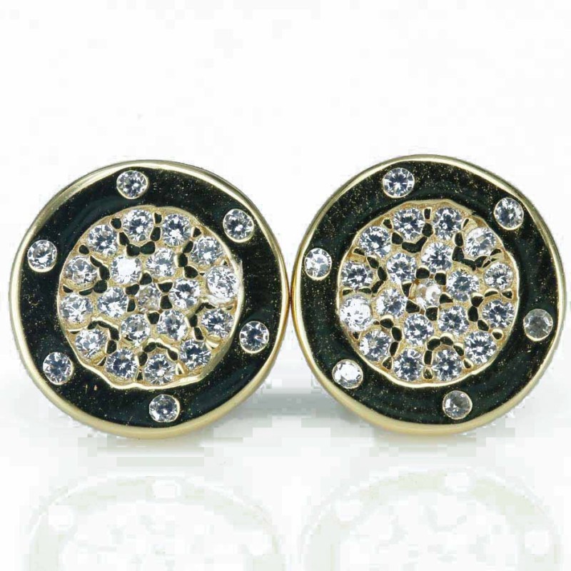 Earring Round  9mm. Circonia  Gold