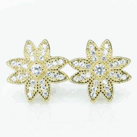 Earring Flower 11mm. Circonia  Gold