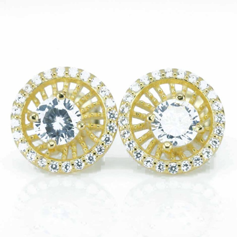 Earring Round 11mm. Circonia  Gold