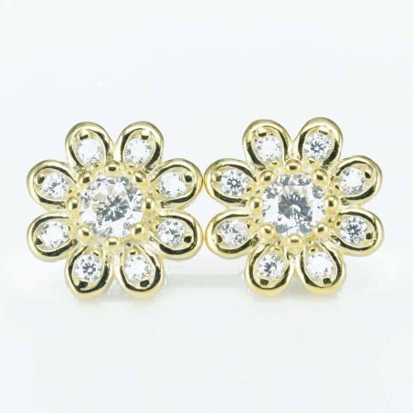 Earring Flower 10mm. Circonia  Gold