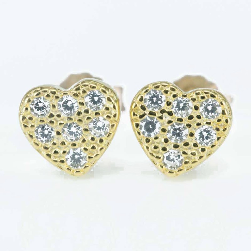 Earring  Heart 6mm. Circonia  Gold