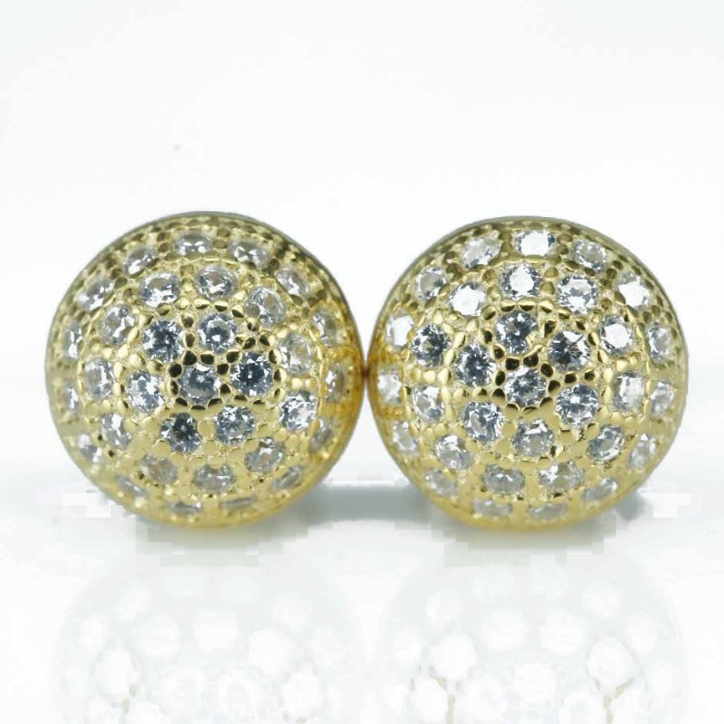 Earring Half Ball 7mm. Circonia  Gold