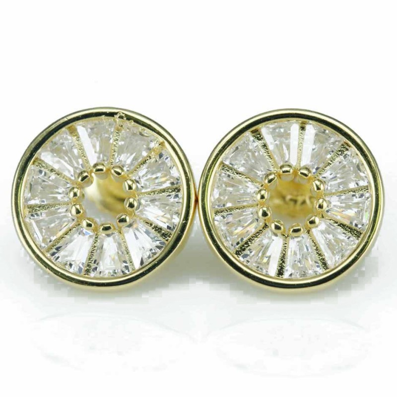 Earring Round 12mm. Circonia  Gold