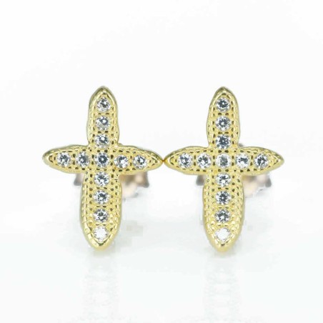 Earring  Cross 8x10mm. Circonia  Gold