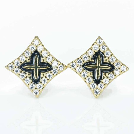 Earring Rhombus 7mm. Circonia  Gold