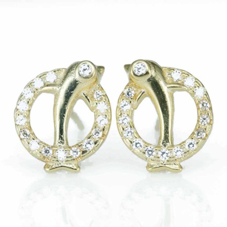 Earring  Dolphin 9x11mm. Circonia  Gold