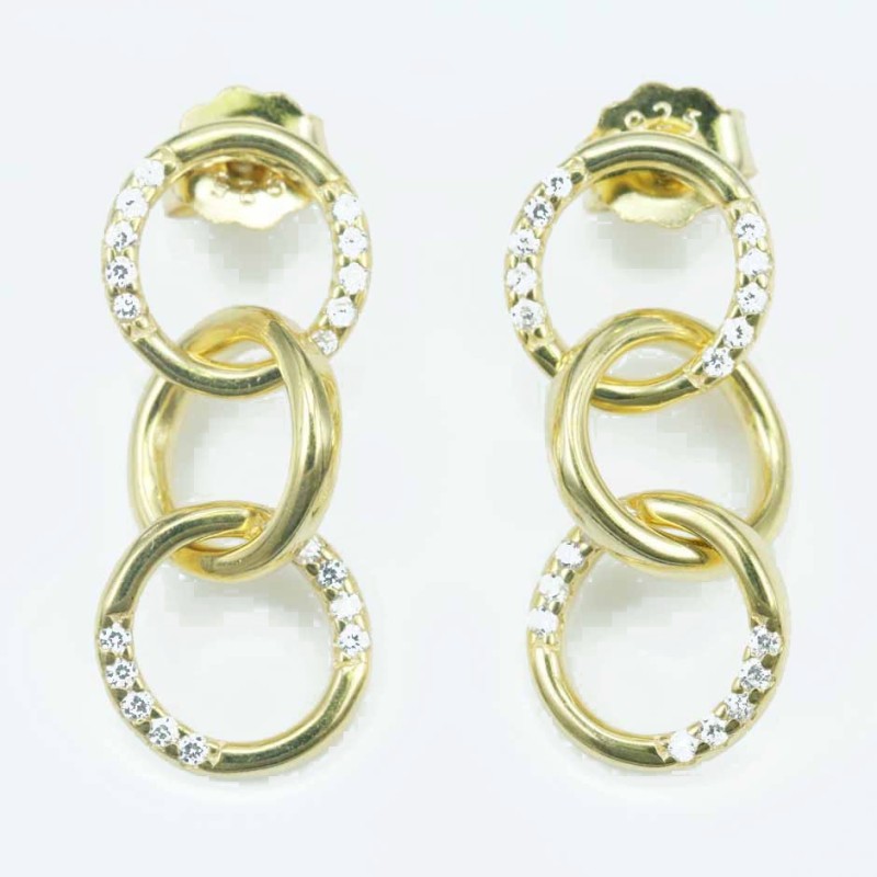 Earring Hoop 3, 9mm. Circonia Gold Earring Hoop 3, 9mm. Circonia Gold