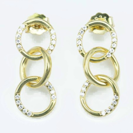 Earring  Hoop 3,  9mm. Circonia  Gold
