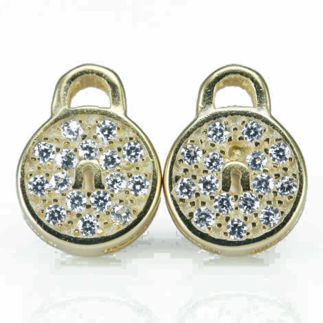 Earring Lock 8x10mm. Circonia  Gold