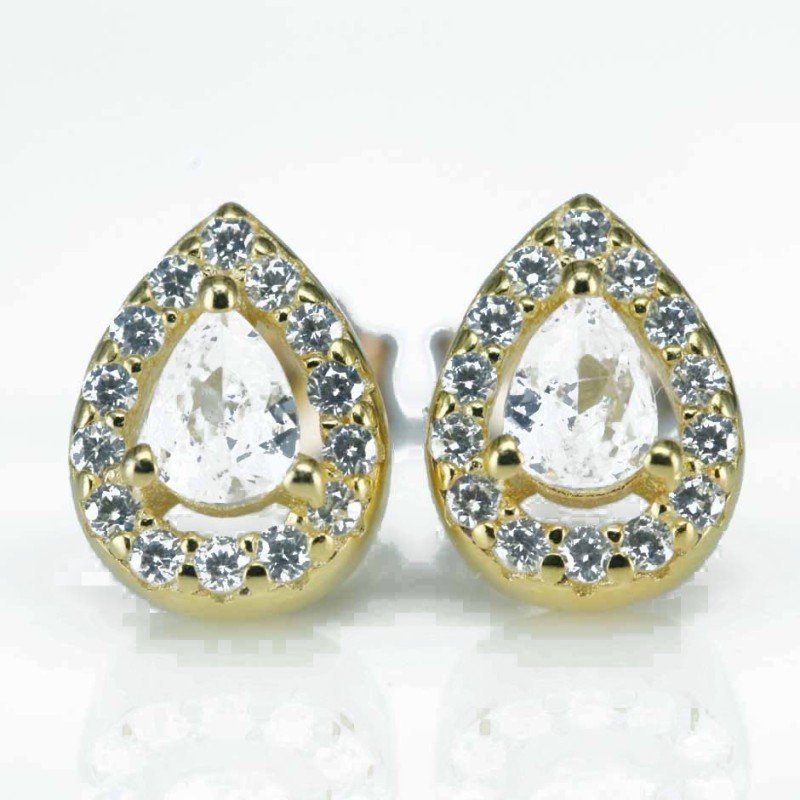 Earring Drop 6x8mm. Circonia Gold Earring Drop 6x8mm. Circonia Gold