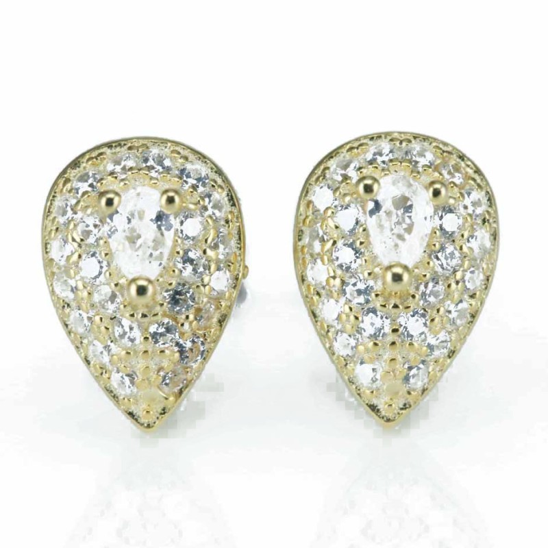 Earring Drop 6x9mm. Circonia  Gold