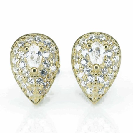 Earring Drop 6x9mm. Circonia  Gold