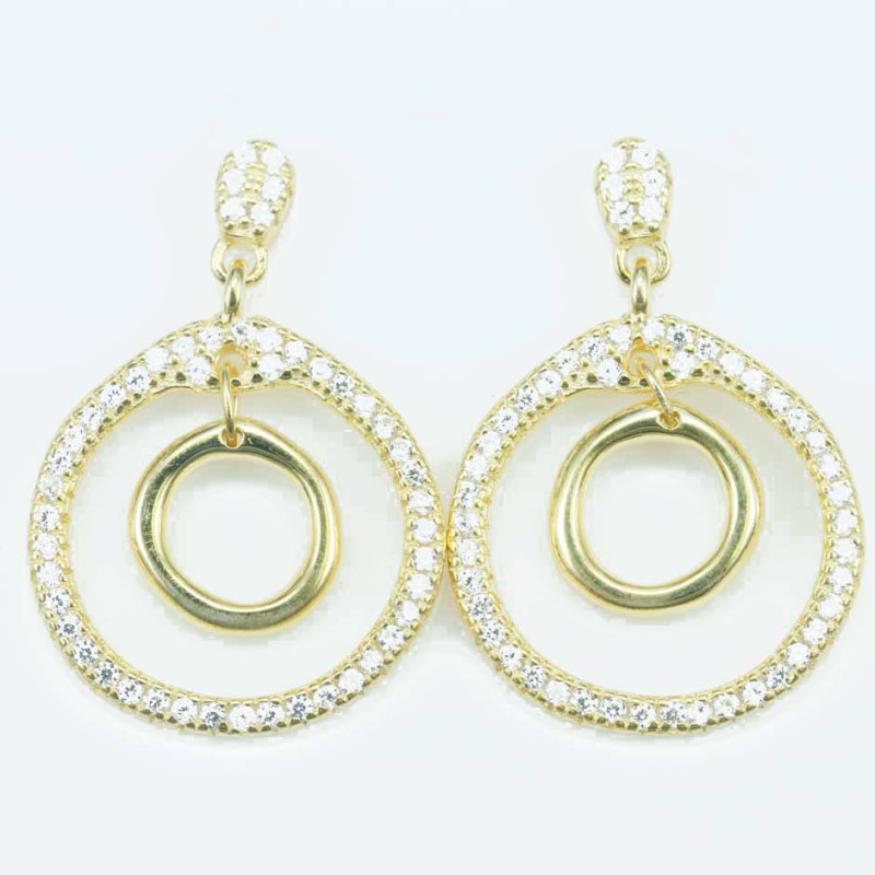 Earring Hoop 2pc 15mm. Circonia Gold Earring Hoop 2pc 15mm. Circonia Gold