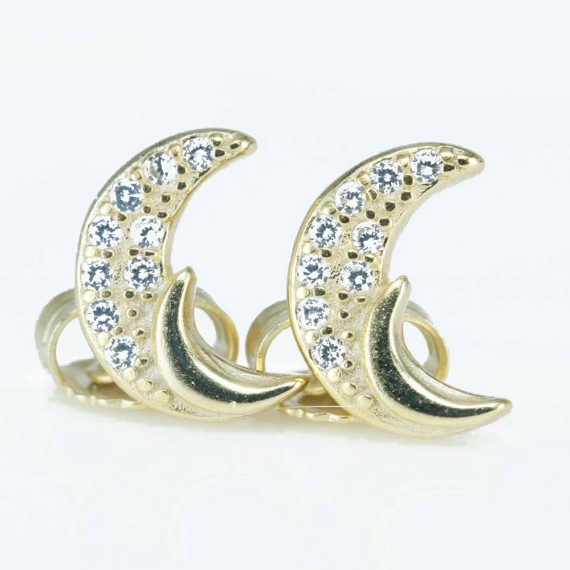 Earring Small Moon 8mm. Circonia Gold Earring Small Moon 8mm. Circonia Gold